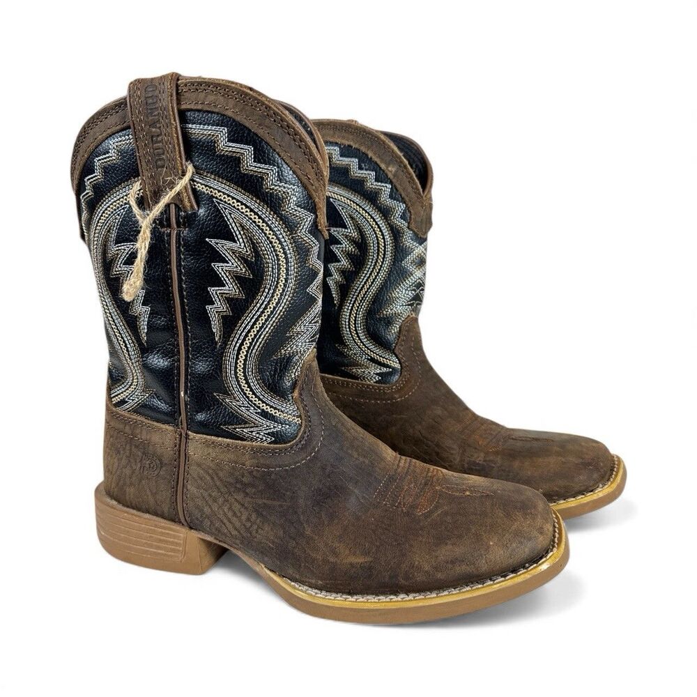 Kids Brown and Black Western Cowboy Boots